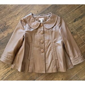 H&M Brown Leather Swing Jacket Women's Size XS Excellent Condition Buttery Soft
